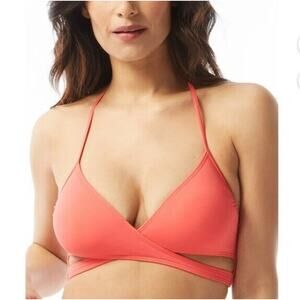 Vince Camuto Wrap Bikini Swimsuit Top Size Large Watermelon Pink Padded NEW